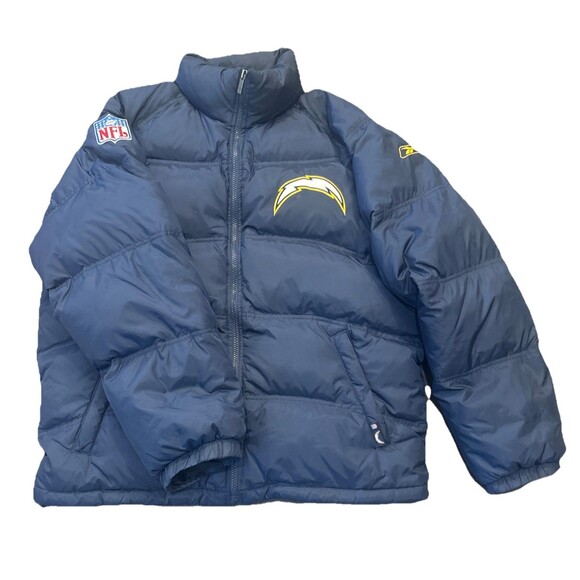 Vintage NFL Starter Down Feather Puffer Jacket Coat Chargers Reebok Size Medium - Picture 1 of 14